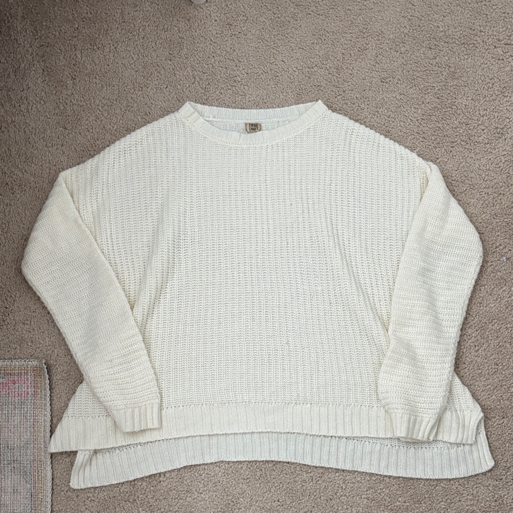True Craft Ivory Ribbed Sweater